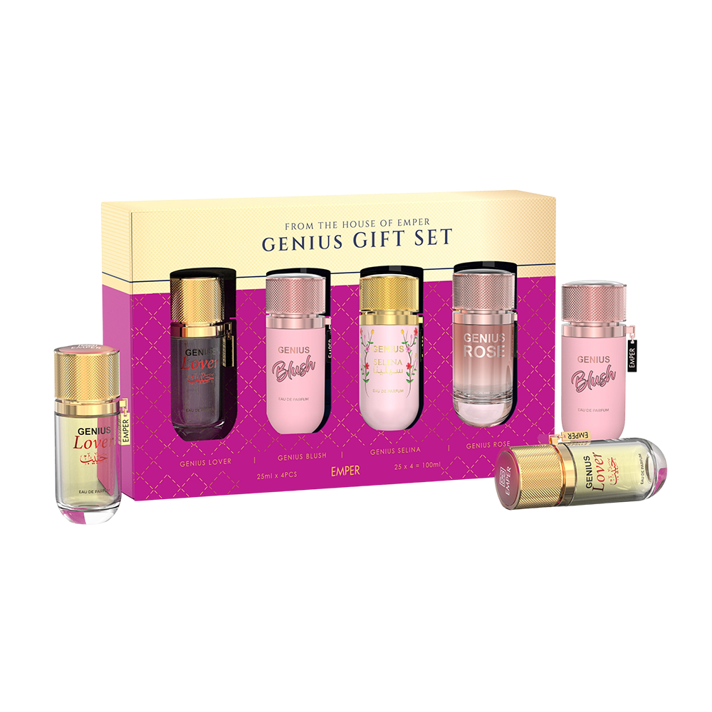 SET EMPER GENIUS WOMEN 4 PCS LOVER. BLUSH. SELINA. ROSE 0.845 OZ EDP SP