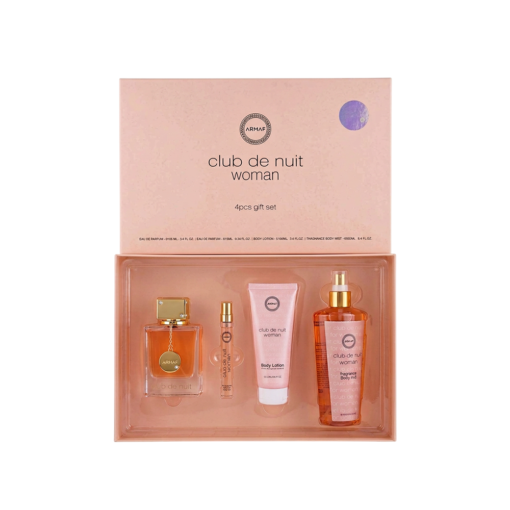 ARMAF SET CLUB DE NUIT LUX 3.4 OZ EDP + 10ML TRAVEL + 3.4 BODY LOTION + 8.4 MIST