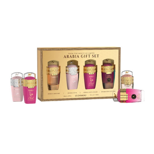 SET LE CHAMEAU ARABIA POUR FEMME 4 PCS MADAME. HAYA. HAYA CRUSH. BON VOYAGE. 0.845 OZ EDP SP