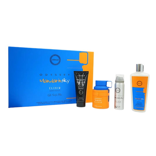 ARMAF SET ODYSSEY MANDARIN ELIXIR 4PCS 3.4 OZ EDP SP + SHOWER GEL + BODY SP + SHAMPOO