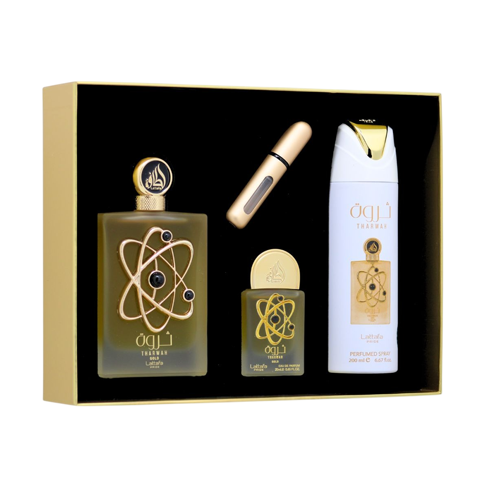 LATTAFA PIDE SET THARWAH GOLD 3PCS 3.4 OZ EDP SP