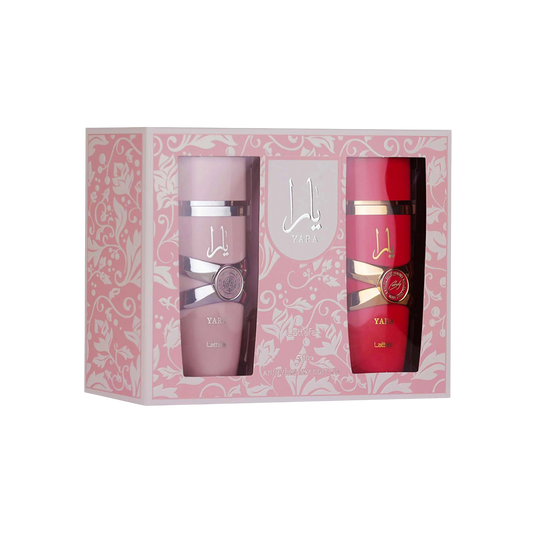 LATTAFA SET YARA 5TH ANIVERSARY GIFT SET: YARA 3.4 OZ EDP + YARA CANDY 3.4 OZ EDP.