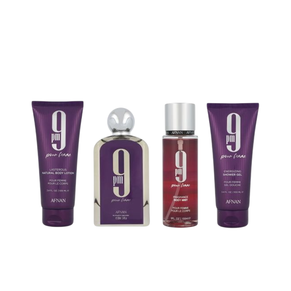 9pmwomanset_1.png AFNAN SET 9PM WOMEN 4PCS 3.4 OZ EDP SP / SHOWER GEL / BODY MIST /BODY LOTION