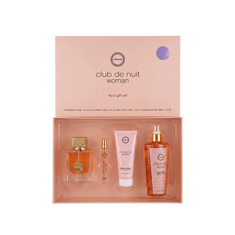 ARMAF SET CLUB DE NUIT LUX 3.4 OZ EDP + 10ML TRAVEL + 3.4 BODY LOTION + 8.4 MIST