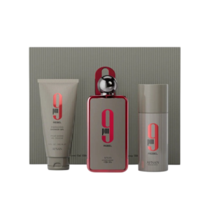AFNAN 9PM REBEL UNISEX 3PCS SET 3.4 + S. GEL 5.0 + DEO 5.0