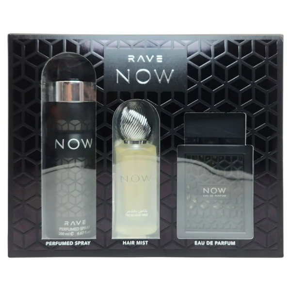 02xmufslxt.png LATTAFA SET RAVE NOW MEN 3PCS 3.4 OZ EDP SP / 6.7 OZ DEO / 1.7 OZ HAIRMIST
