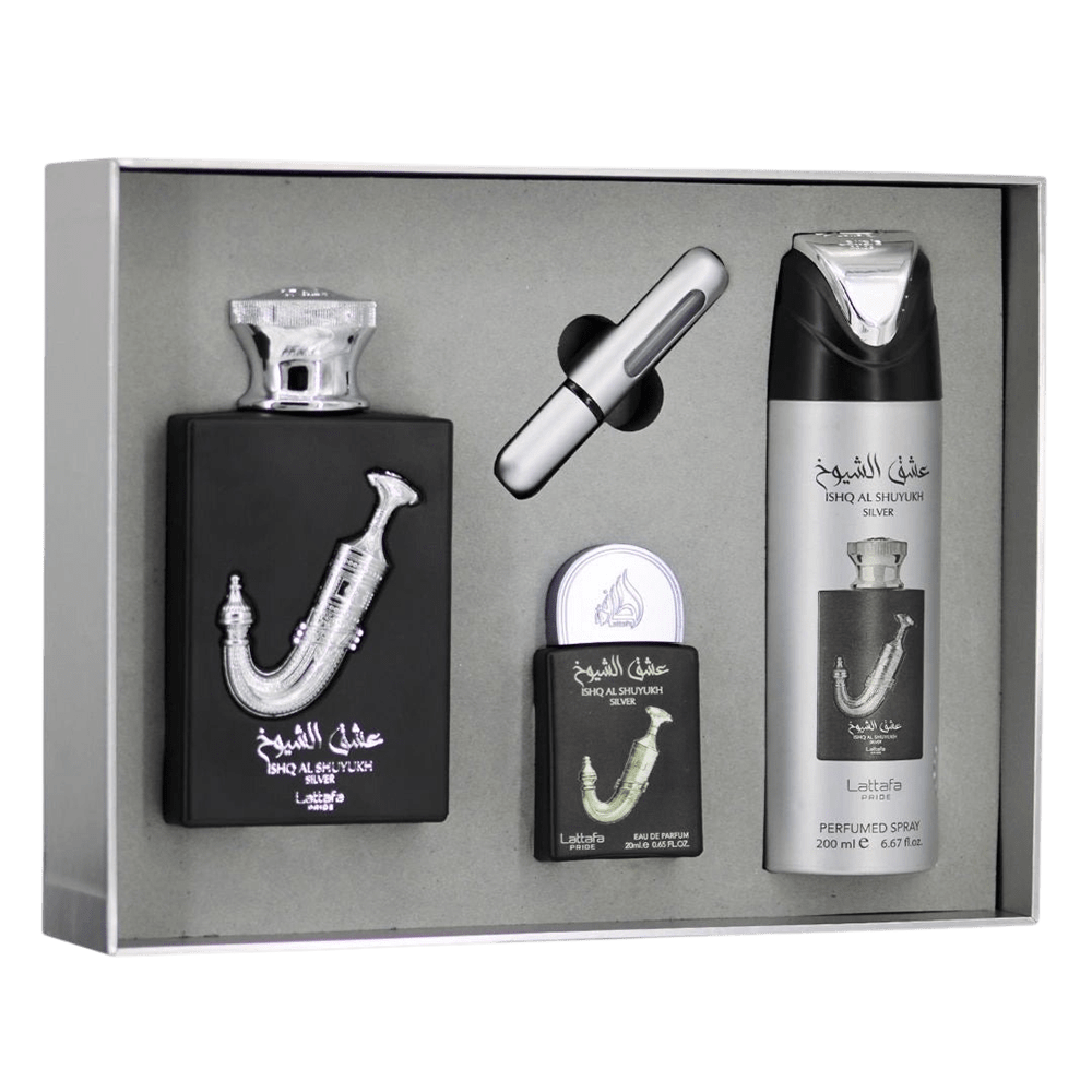 LATTAFA SET ISHQ AL SHUYUKH SILVER GIFT SET 3 PCS