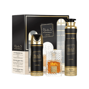 khamrah-set.png LATTAFA SET KHAMRAH 3 PCS UNISEX 3.4 OZ EDP SP + 6.7 DEO + 10.10 AIR FRESHENER