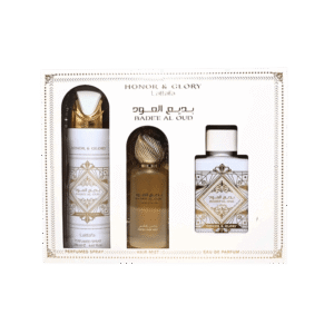 set-honor-and-glory.png LATTAFA SET BADEE AL OUD HONOR AND GLORY 3 PCS SET 3.4 OZ EDP + HAIR MIST+PERF SP