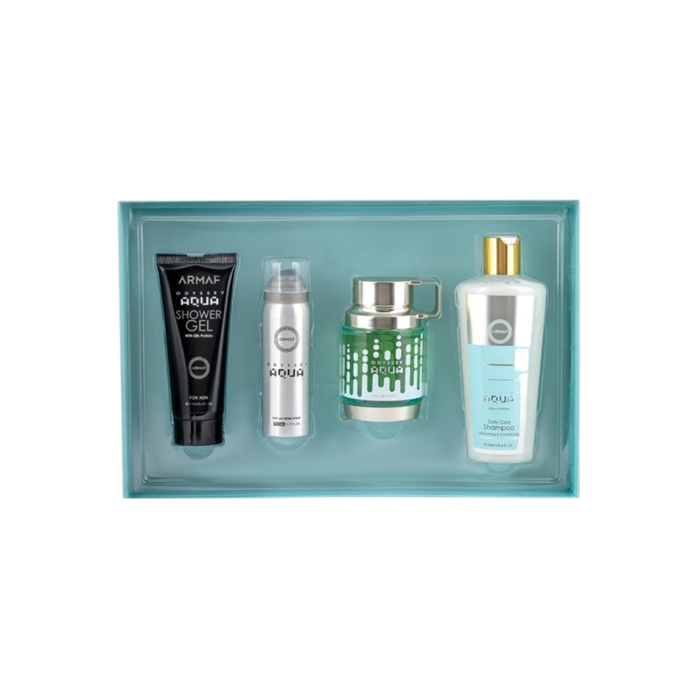 ARMAF SET ODYSSEY AQUA 4 PCS 3.4 OZ EDP + SOWER GEL + BODY SP + SHAMPOO