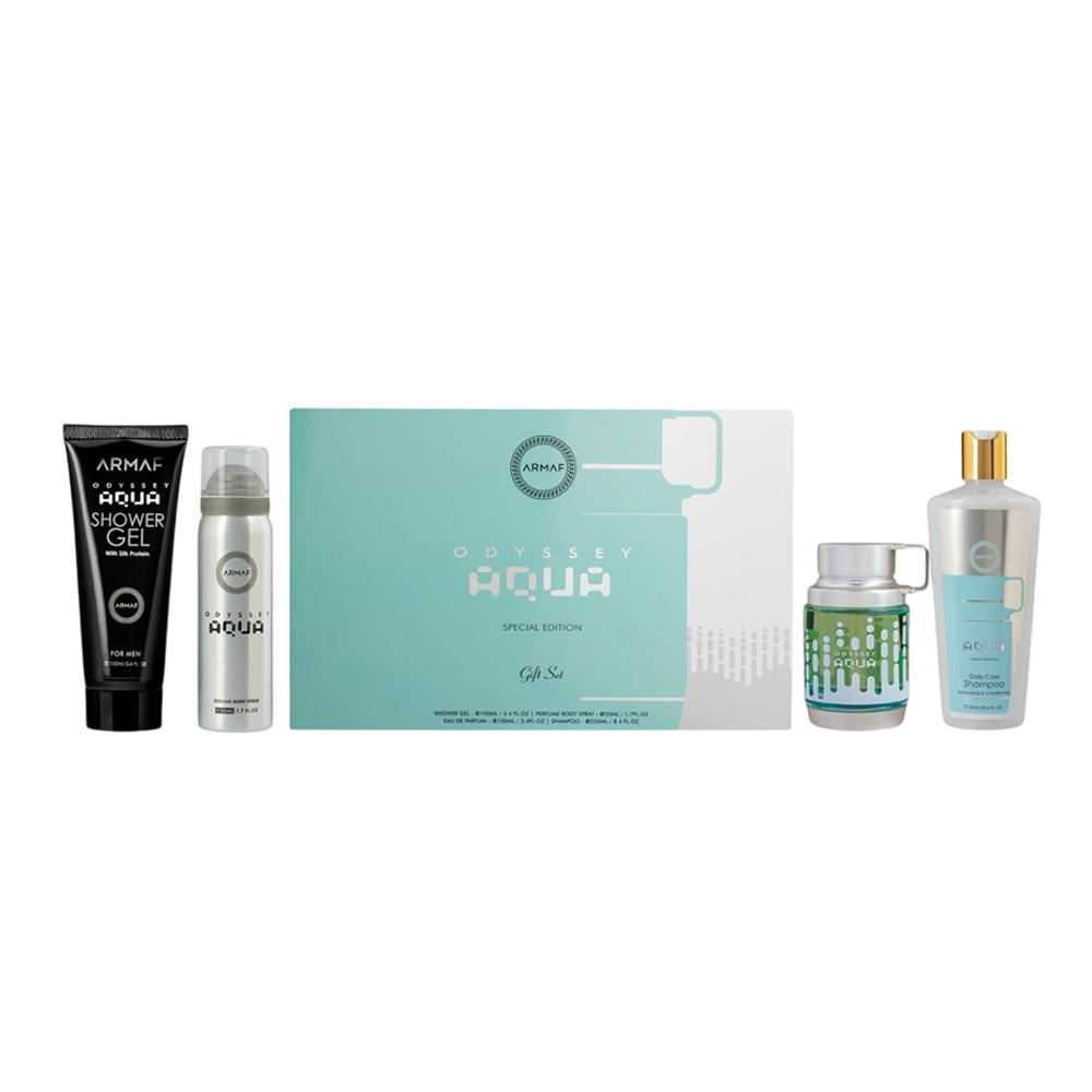 ARMAF SET ODYSSEY AQUA 4 PCS 3.4 OZ EDP + SOWER GEL + BODY SP + SHAMPOO