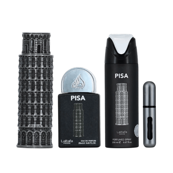 LATTAFA SET 3 PCS PISA 3.4 OZ EDP SP + EDP 20 ML + PERFUMED SPRAY