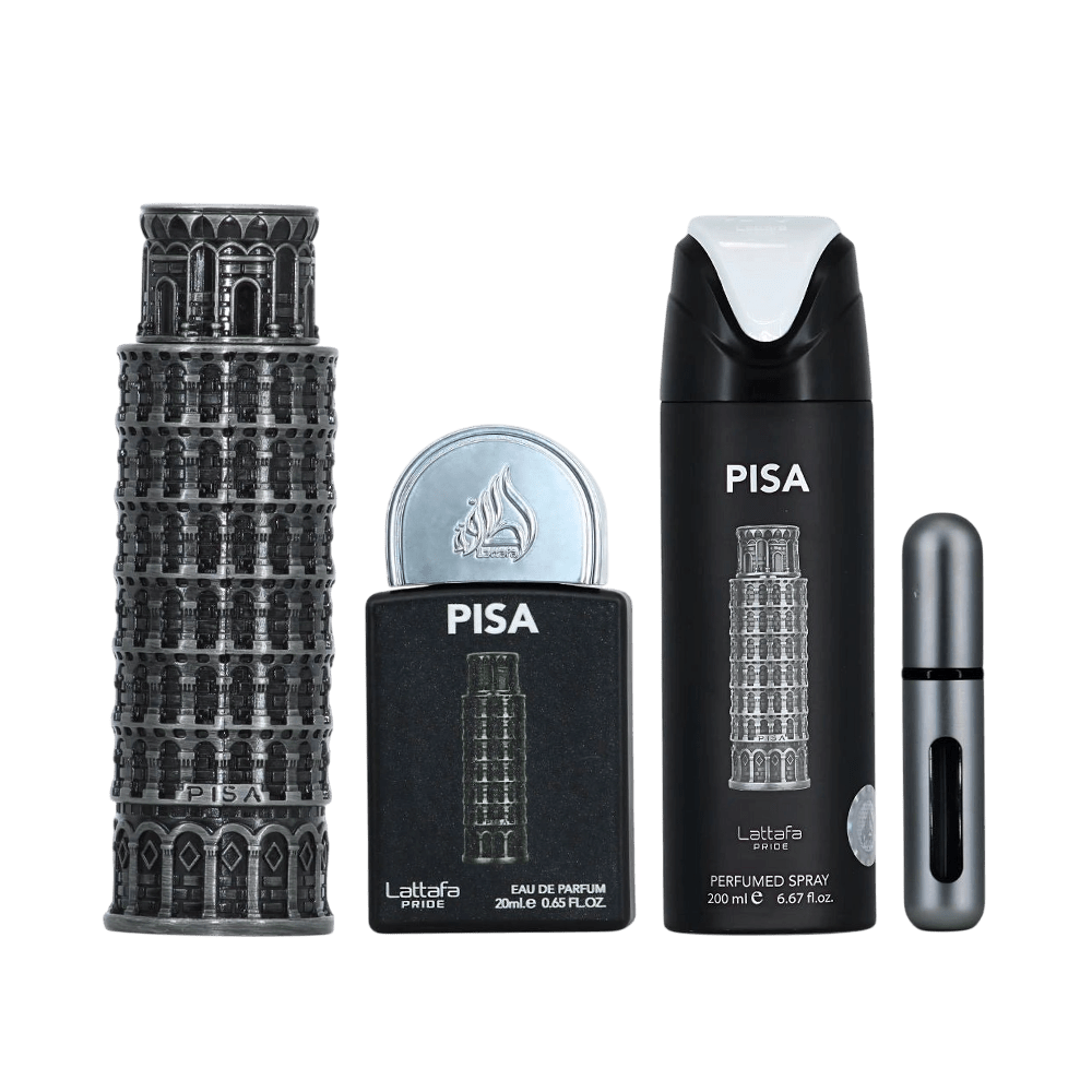 LATTAFA SET 3 PCS PISA 3.4 OZ EDP SP + EDP 20 ML + PERFUMED SPRAY