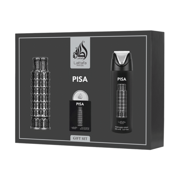 LATTAFA SET 3 PCS PISA 3.4 OZ EDP SP + EDP 20 ML + PERFUMED SPRAY