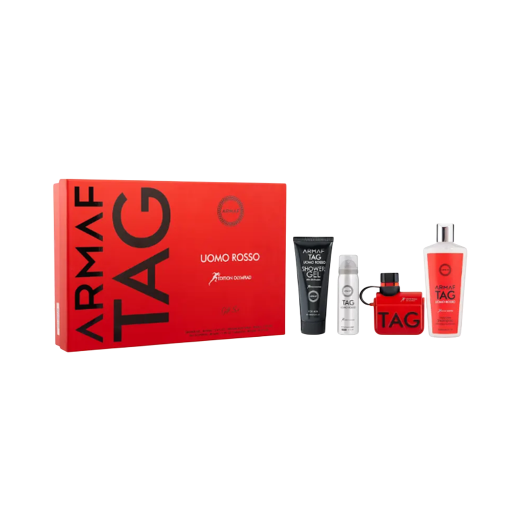 ARMAF SET TAG UOMO ROSSO 3.4OZ EDP SP +3.4BL+1.7DEO+SHAMPOO