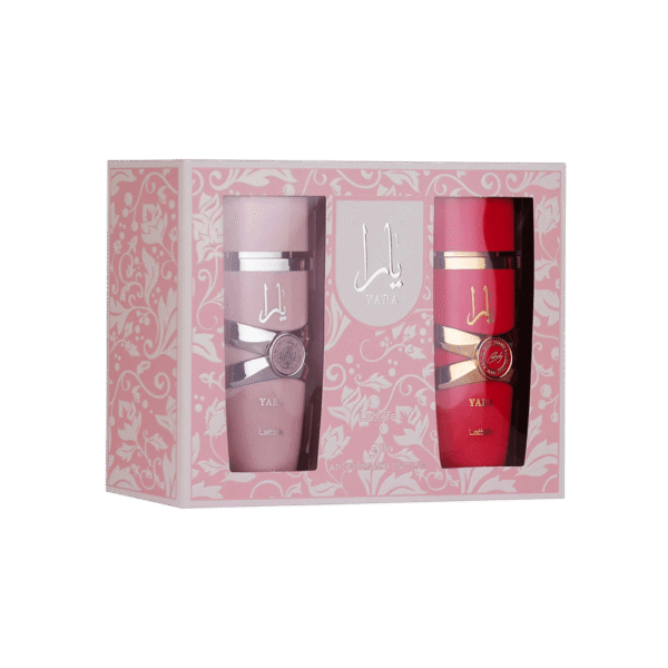 LATTAFA SET YARA 5TH ANIVERSARY GIFT SET: YARA 3.4 OZ EDP + YARA CANDY 3.4 OZ EDP.
