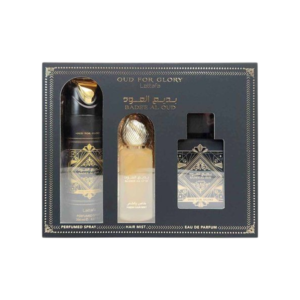setOudforglory.png LATTAFA SET BADEE AL OUD FOR GLORY 3PCS 3.4 OZ EDP SP / 6.7 OZ DEO / 1.7 OZ HAIRMIST