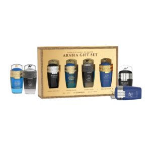 SET LE CHAMEAU ARABIA POUR MEN 4 PCS EXPLORER, HEROES, NASER, HAMAD 0.845 OZ EDP SP