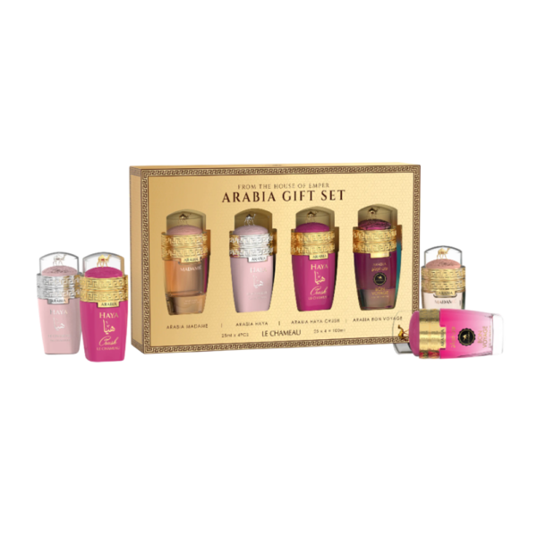 SET LE CHAMEAU ARABIA POUR FEMME 4 PCS MADAME, HAYA, HAYA CRUSH, BON VOYAGE, 0.845 OZ EDP SP
