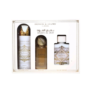 sethonorandglory.png LATTAFA SET BADEE AL OUD HONOR AND GLORY 3 PCS SET 3.4 OZ EDP + DEO SP +AIR FRESHENER